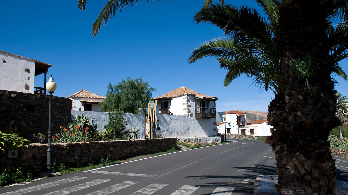 typische Häuserzeilen mit kleinen Vorgärten in Pájara auf Fuerteventura