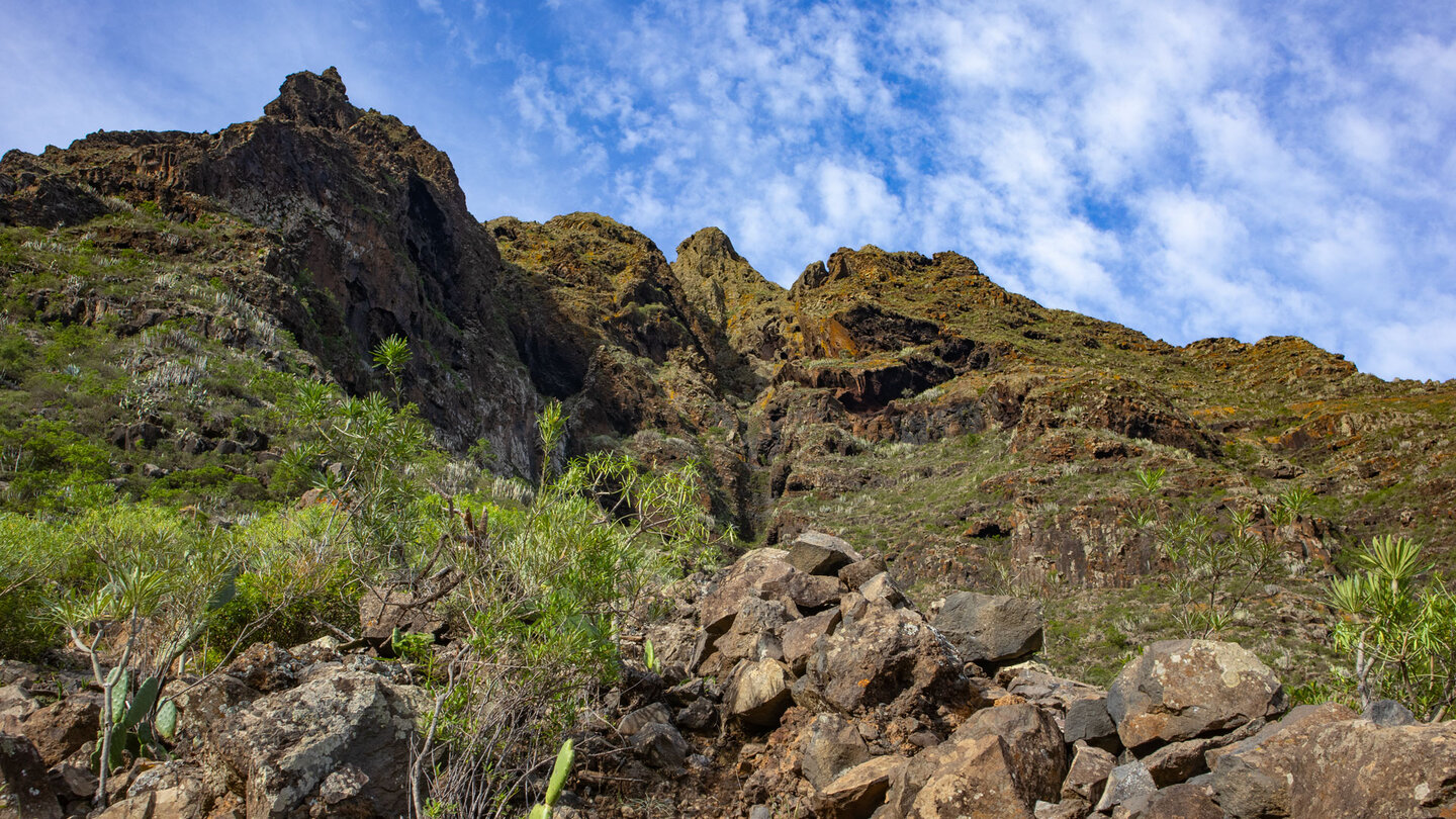 der Camino del Risco steigt in die Schlucht Barranco del Aderno ab