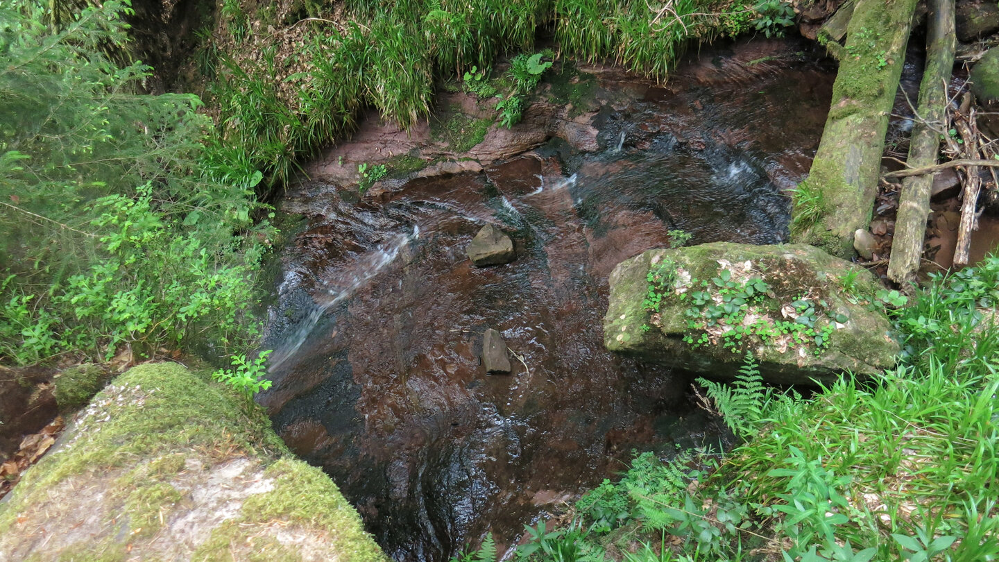 klares Wasser nimmt seinen Weg über oxidiertes Gestein am Sankenbachwasserfall klares Wasser nimmt seinen Weg über oxidiertes Gestein am Sankenbachwasserfall