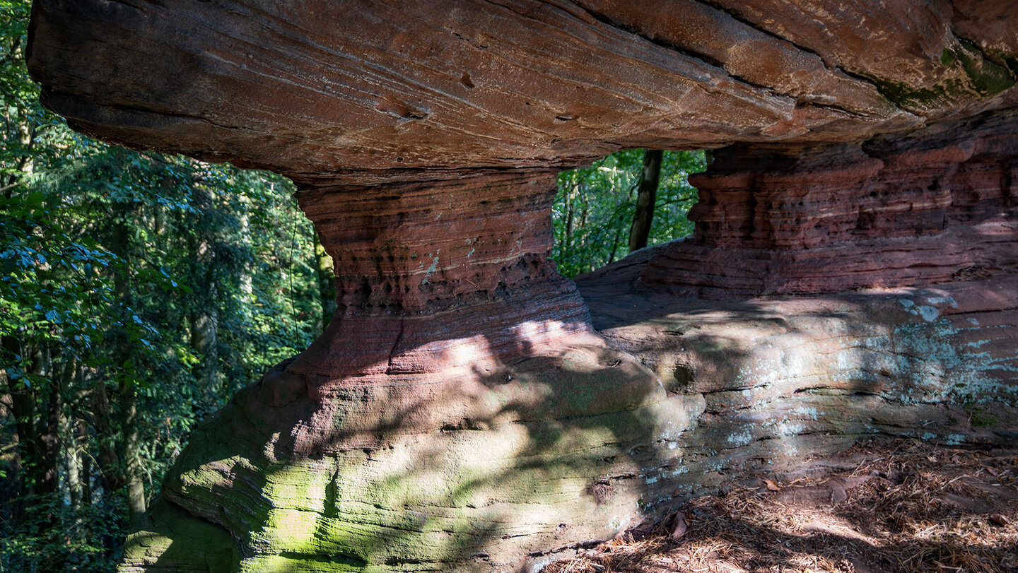 Felsenfenster in einer Buntsandsteinformation auf dem Jüngstberg im Dahner Felsenland Felsenfenster in einer Buntsandsteinformation auf dem Jüngstberg