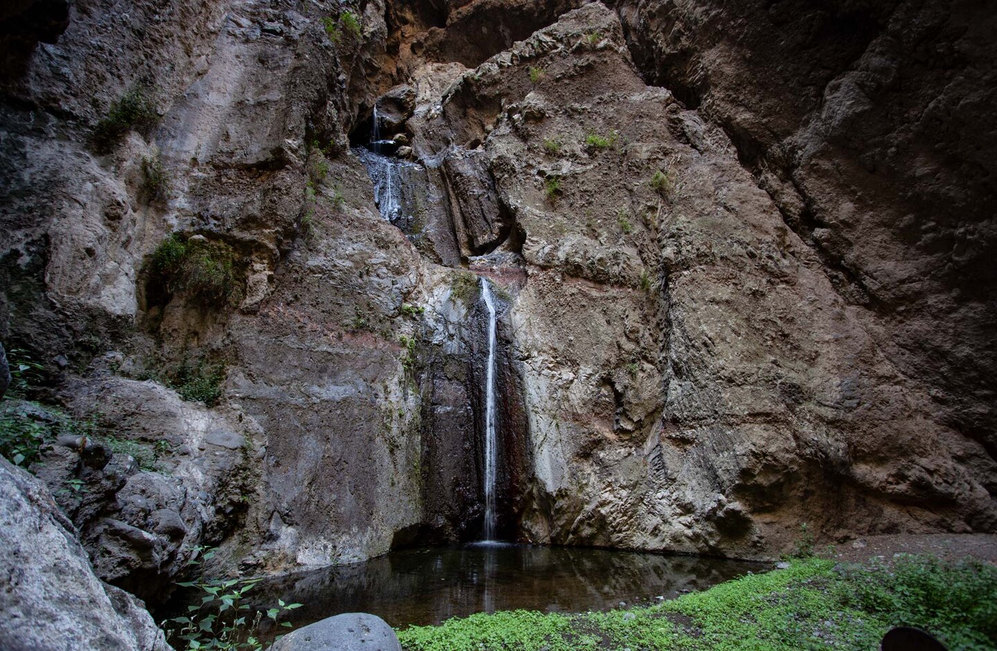 die Cascaden des Wasserfalls im Barranco del Infierno