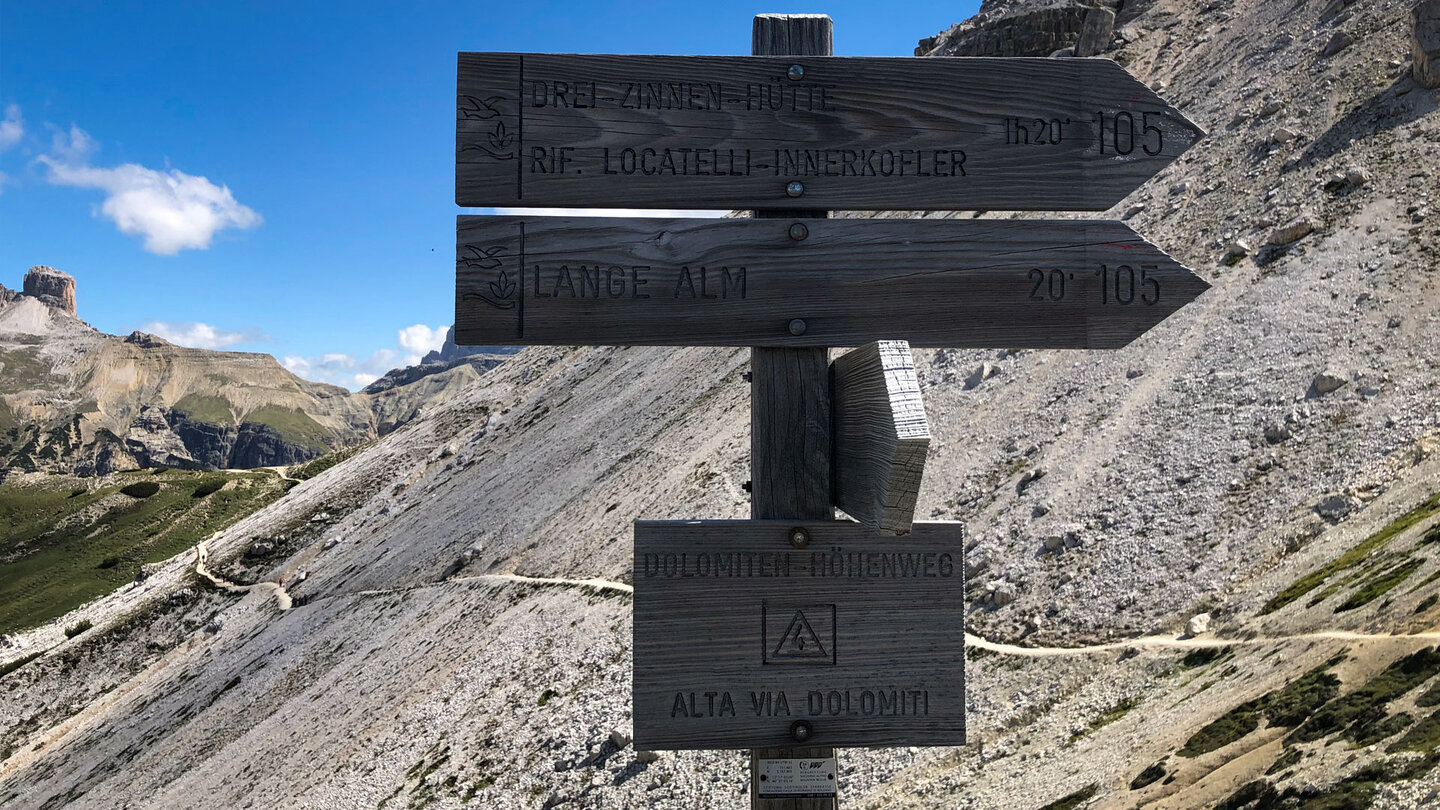 Wegweiser am Col di Mezzo
