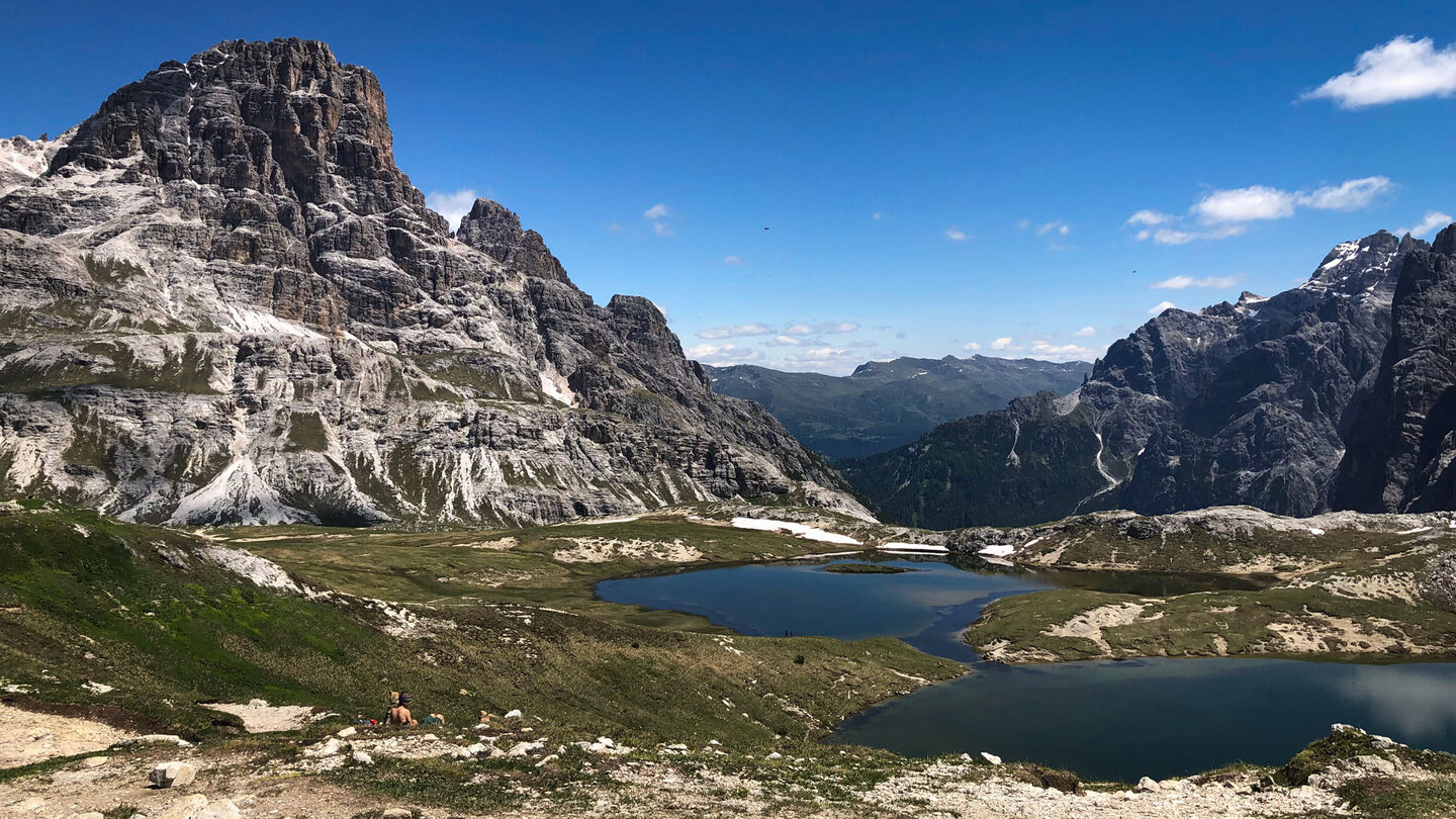 Blick auf die Bödenseen bei der Drei-Zinnen-Hütte