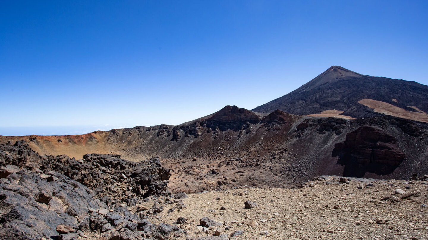 Ausblick vom Gipfelplateau des Pico Viejo zum Teide