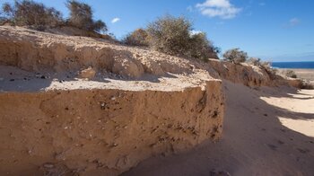 der erodierte Wanderweg zur Westküste