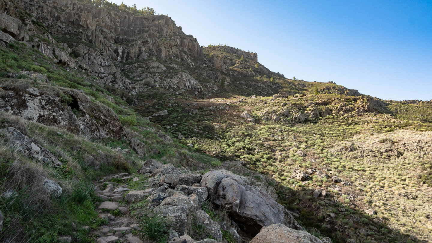 Wanderpfad entlang der Berghänge im Tamadaba-Massiv