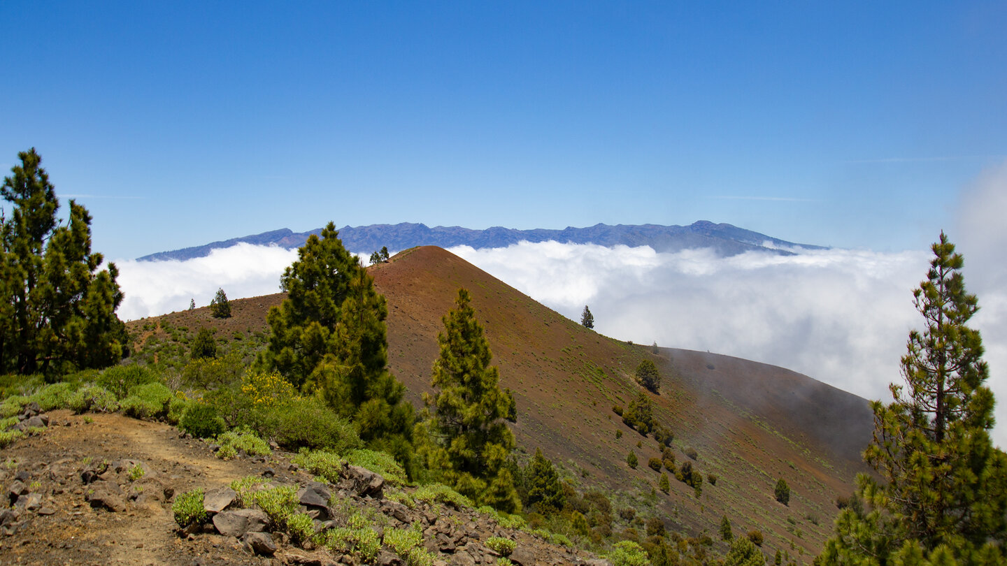 der Pico Birigoyo über dem Wolkenmeer vor der Caldera de Taburiente