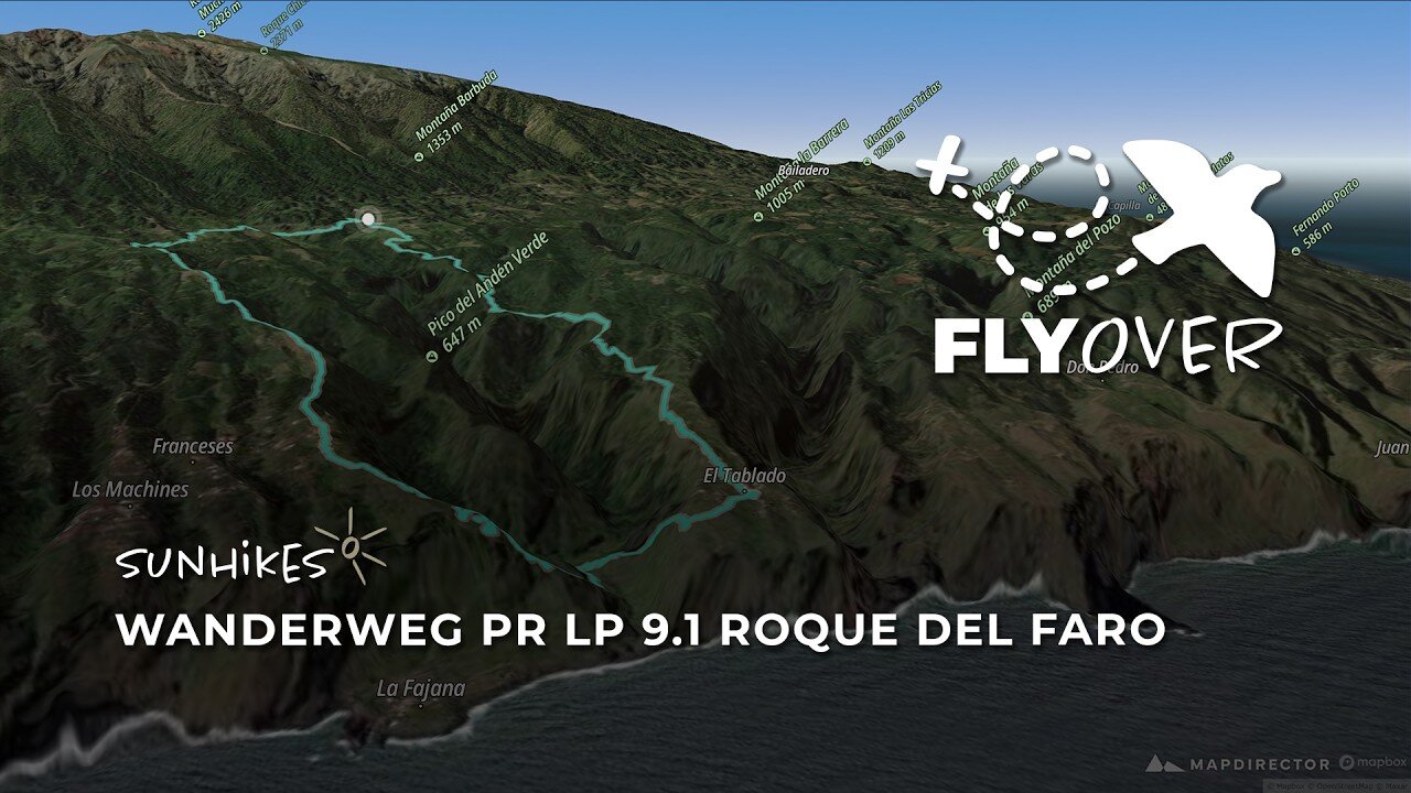Spektakuläre Nordküsten-Rundtour auf La Palma: Der Bergweg PR-LP 9.1 im detailreichen 3D-Flyover