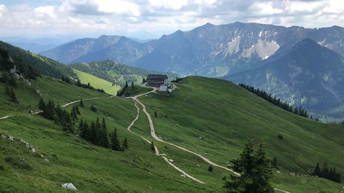 Rückblick zum Rotwandhaus mit herrlichem Bergpanorama im Mangfallgebirge