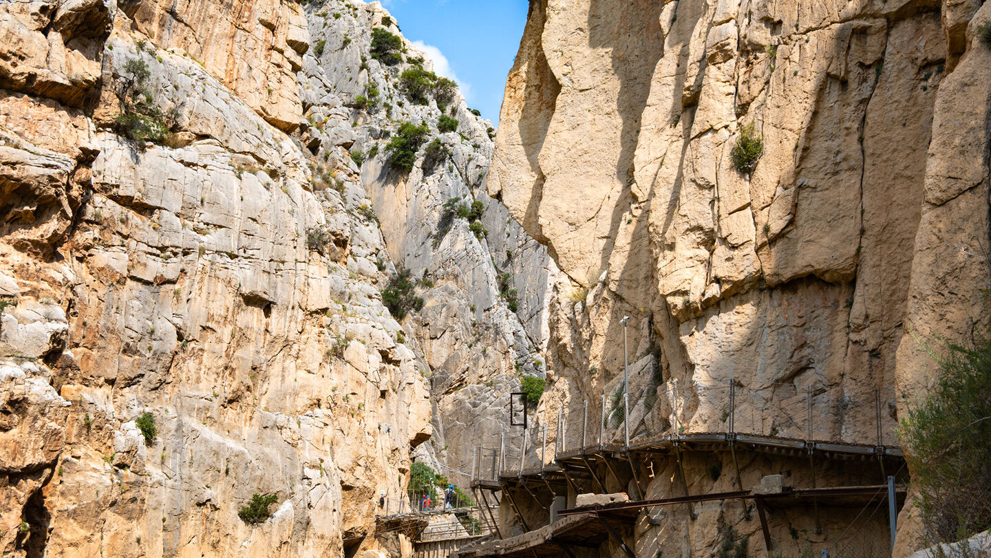 der Caminito del Rey an den Wänden der Desfiladero de los Gaitanes
