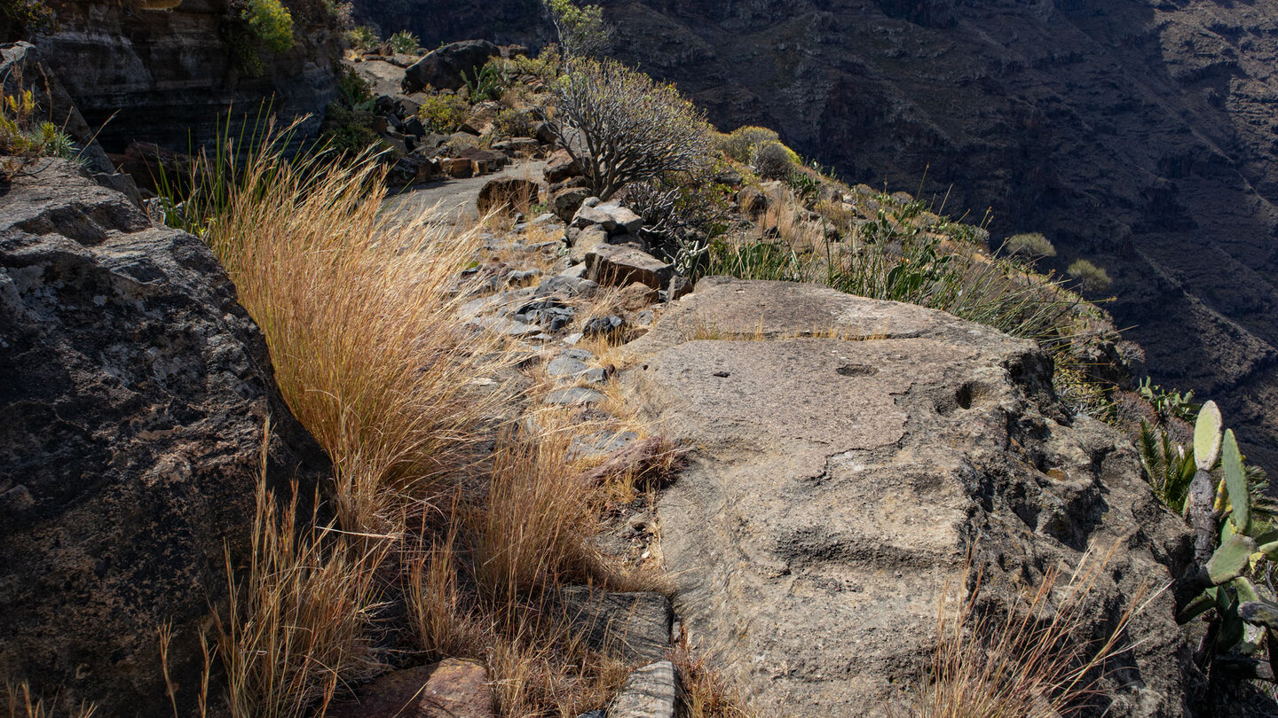 malerischer Wanderweg über große Gesteinsplatten