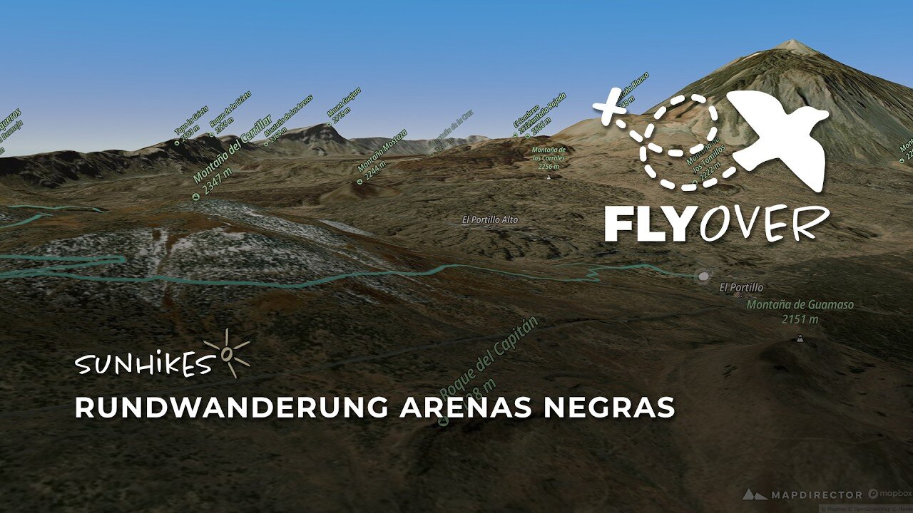 Teneriffa Wanderung: Arenas Negras Rundweg im 3D-Flyover! (8km pure Caldera)