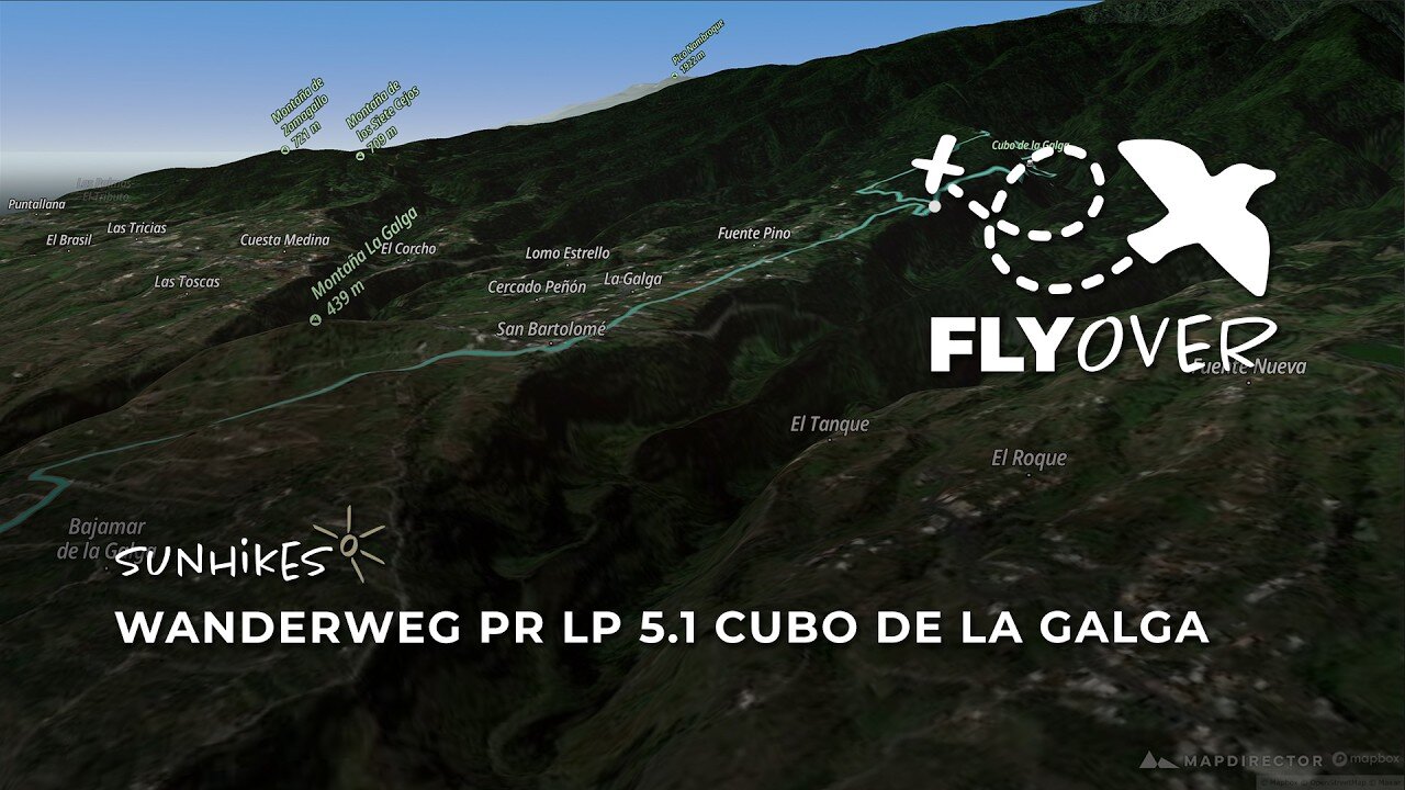 Im wilden Nebelwald La Palmas: Der Wanderweg PR-LP 5.1 Cubo de la Galga im 3D-Flyover