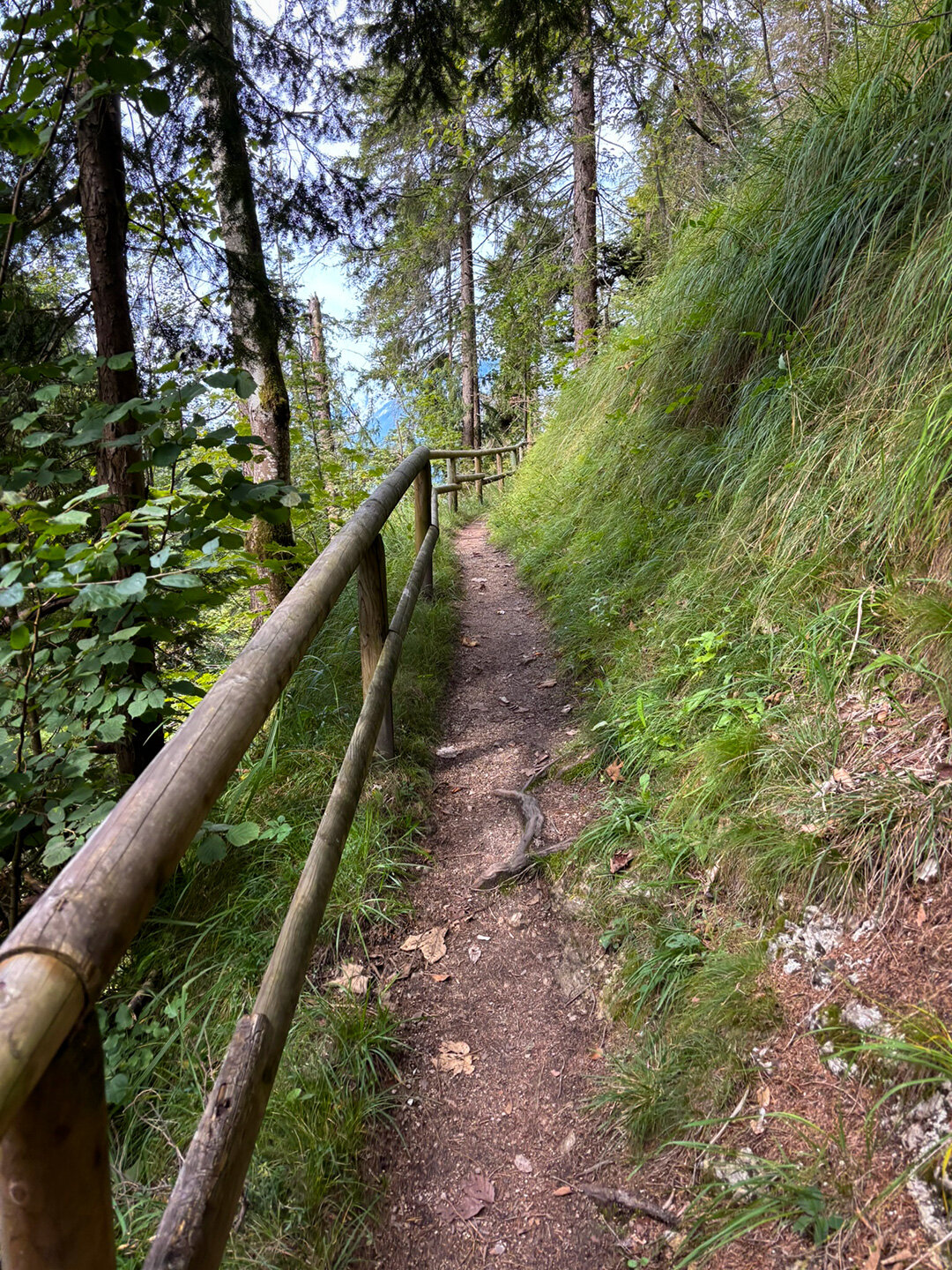 mit Holzgeländer gesicherter Wanderweg