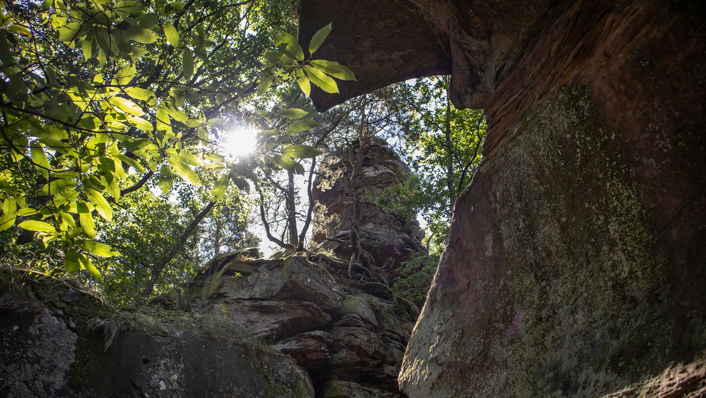 Zwischen Hauptwand und Westfels des Rödelstein liegt ein schmaler Durchgang