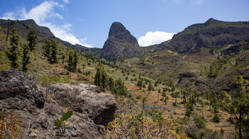 Blick entlang der Benchijigua-Schlucht zum Roque de Agando