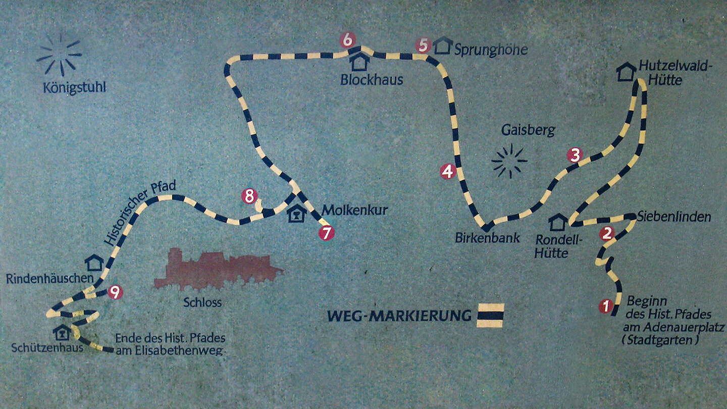 Wegtafel des historischen Pfads in Heidelberg