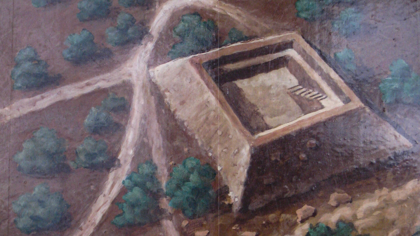 Wegtafel der Schanze zur Verteidigung Heidelbergs auf dem historischen Pfad