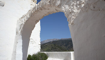 Blick auf den Maroma von der Ermita de Santa Ana in Canillas de Albaida
