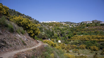 Blick auf Canillas de Albaida vom Wanderweg