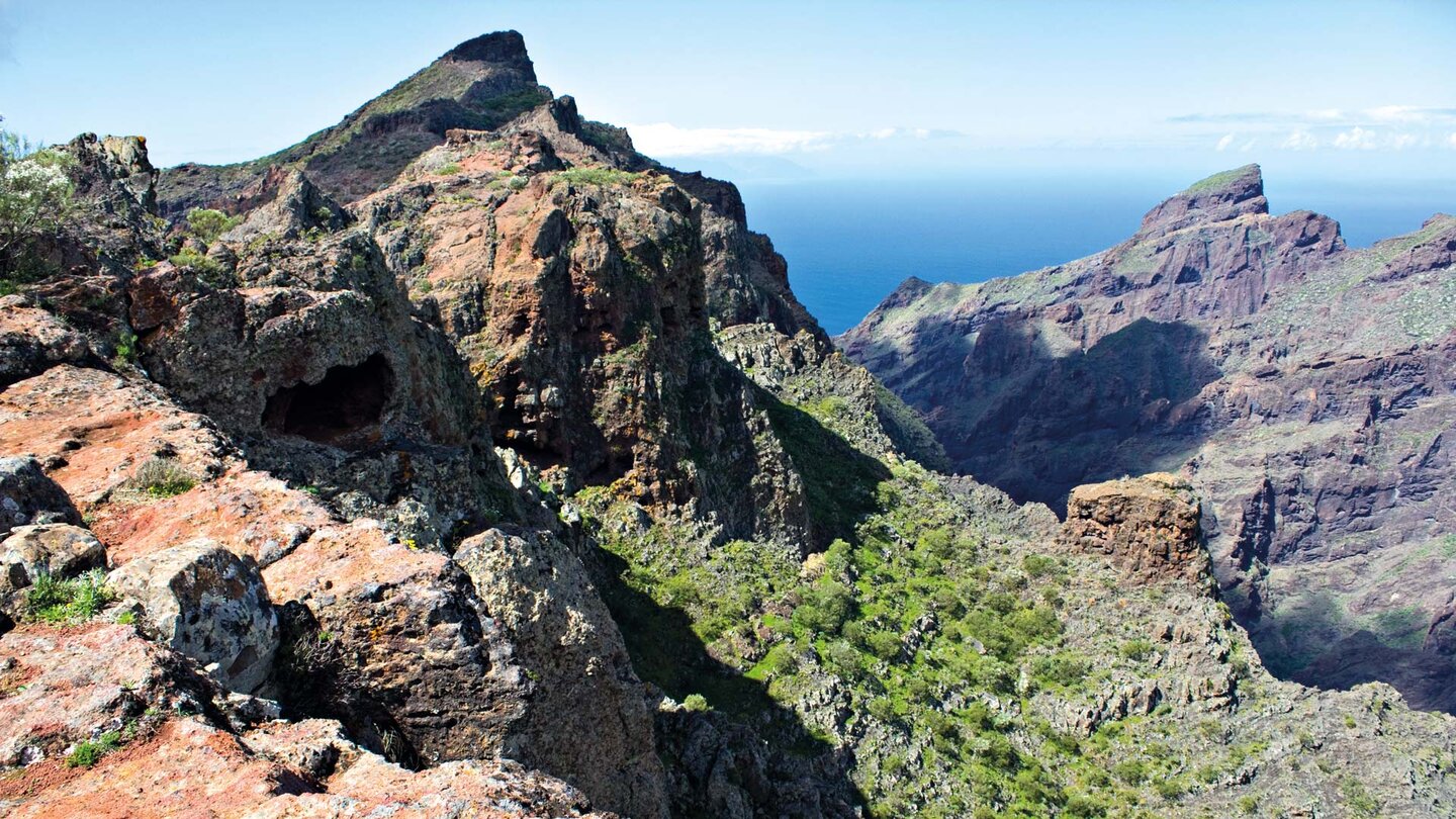 zerklüfteten Felsformationen des Teno-Gebirges auf der Wanderung Guerges Steig