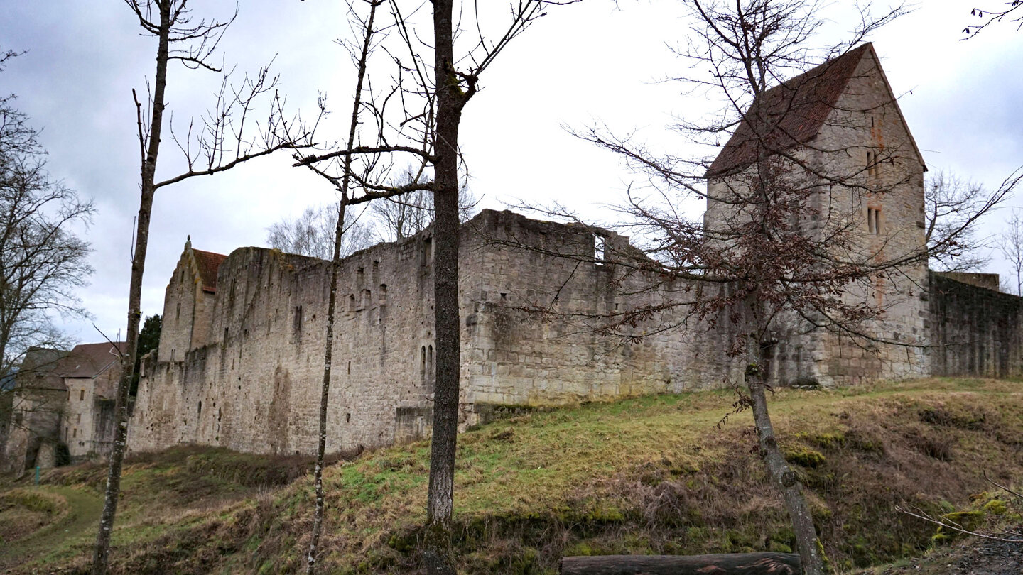 Außenansicht der Burg Salzburg in Unterfranken