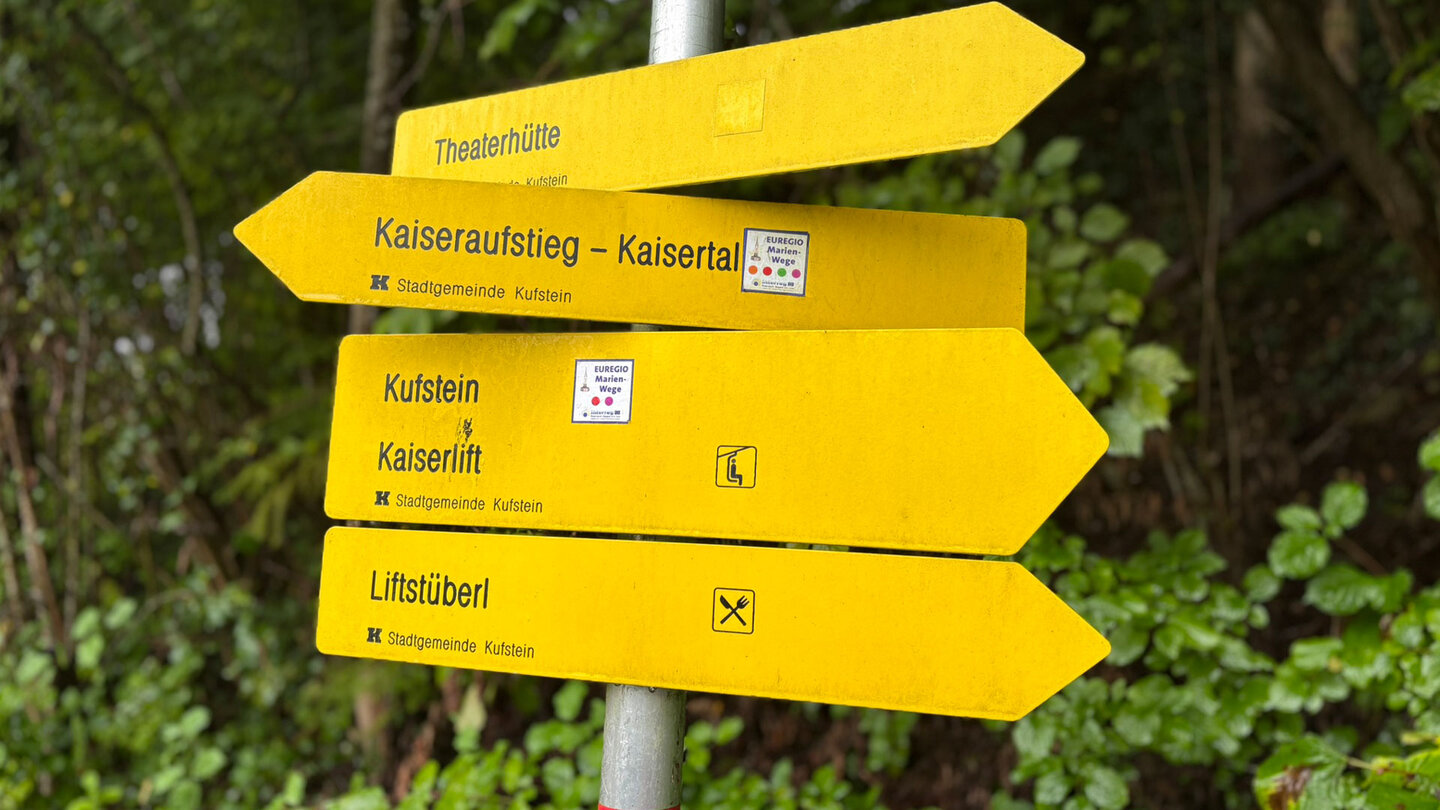 Wegweiser Kaiseraufstieg zum Kaisertal