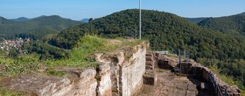 Blick von der Falkenburg auf den Pfälzerwald