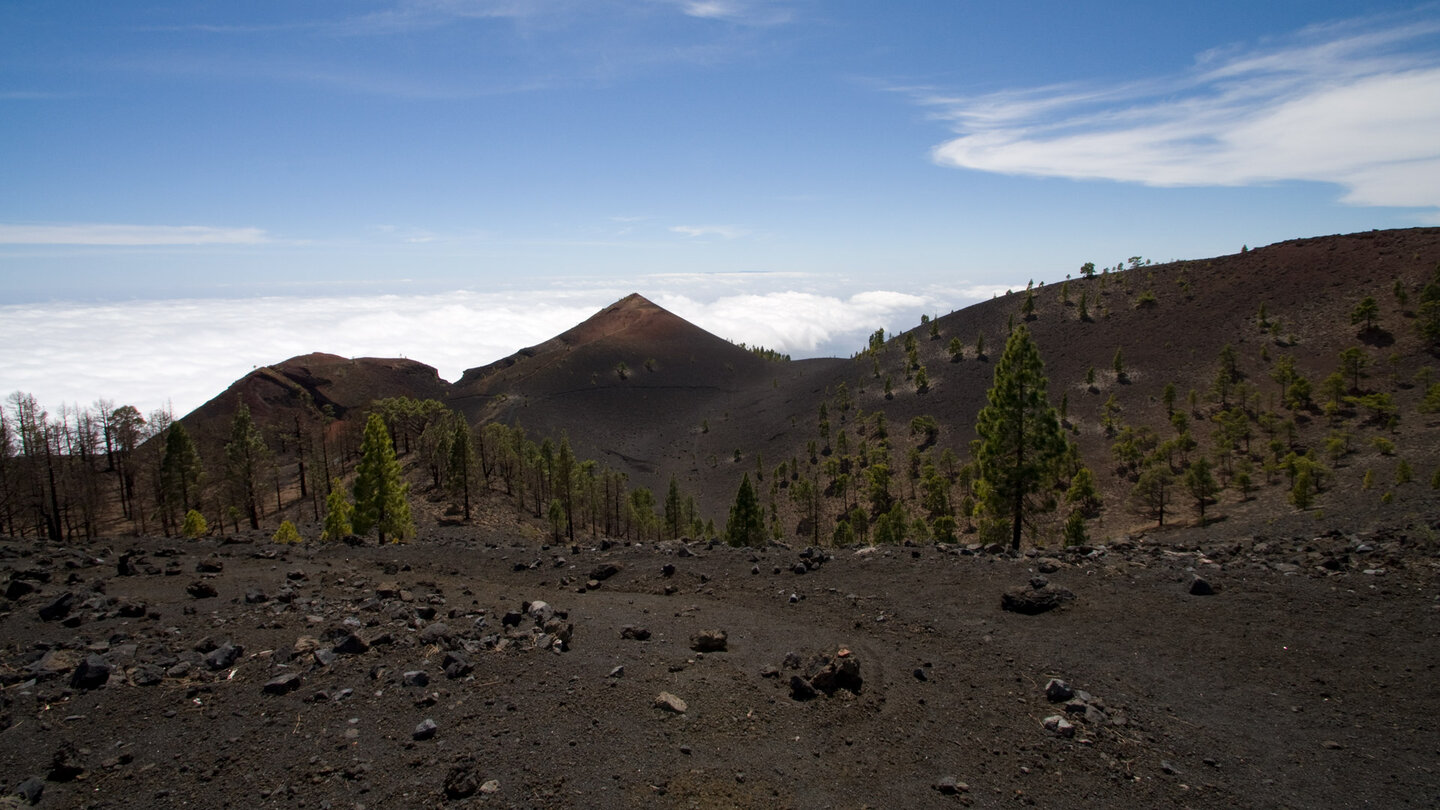 Ausblick auf den Vulkan Martín während der Abwanderung