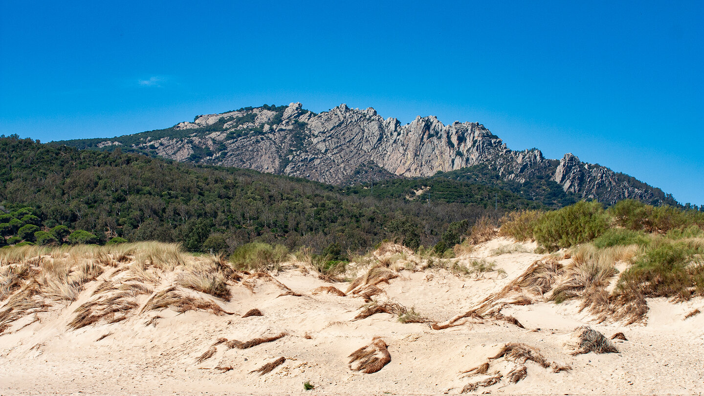 die Düne von Valdevaqueros mit der Sierra de Enmedio