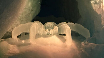 Spinnenskulptur in der Eisgrotte