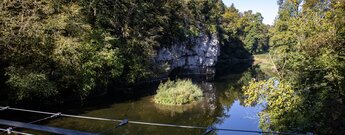die Donaufelsen von der Hängebrücke