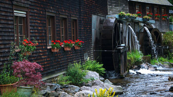 Hexenlochmühle mit ihren zwei Mühlrädern im Schwarzwald