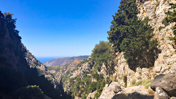 Bergpanorama von der Fygou-Schlucht nahe dem Omalos-Plateau