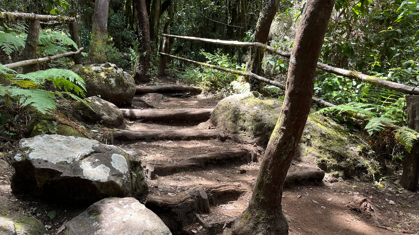 Rastplatz oberhalb eines kleinen Wasserfalls im Barranco del Cedro