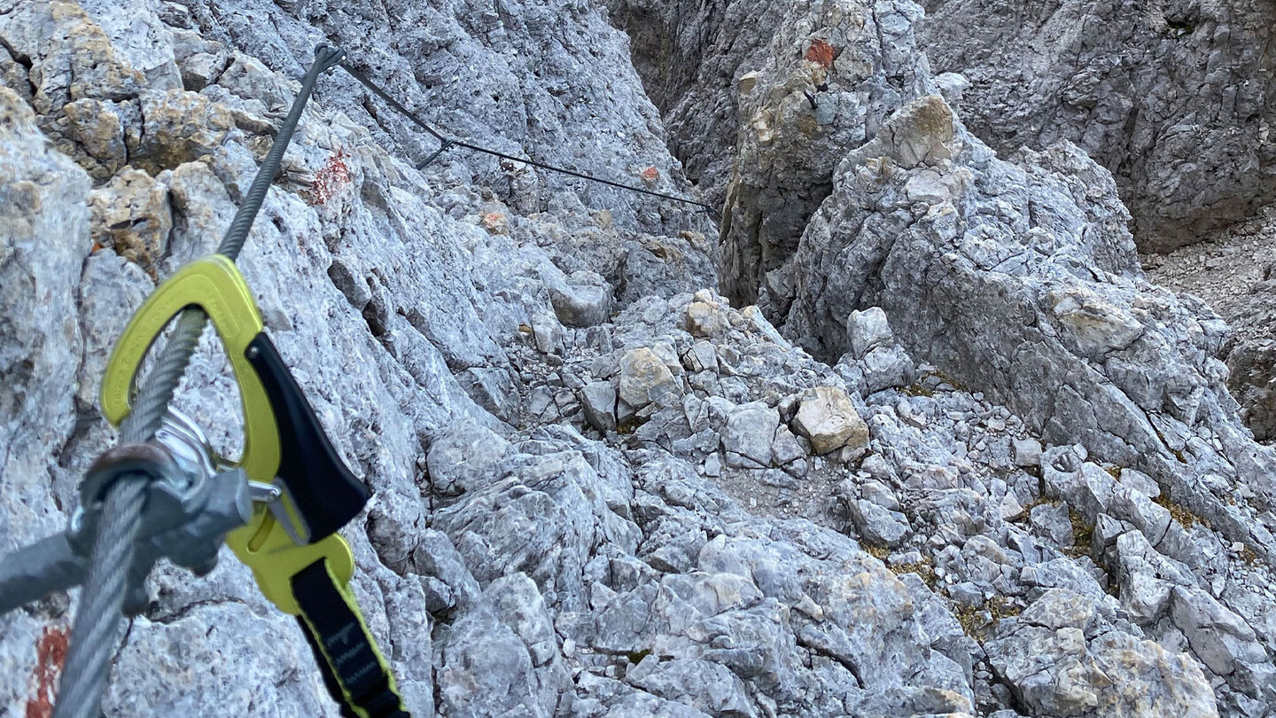 die Sicherung am Santnerpass Klettersteig Sicherung am Santnerpass Klettersteig