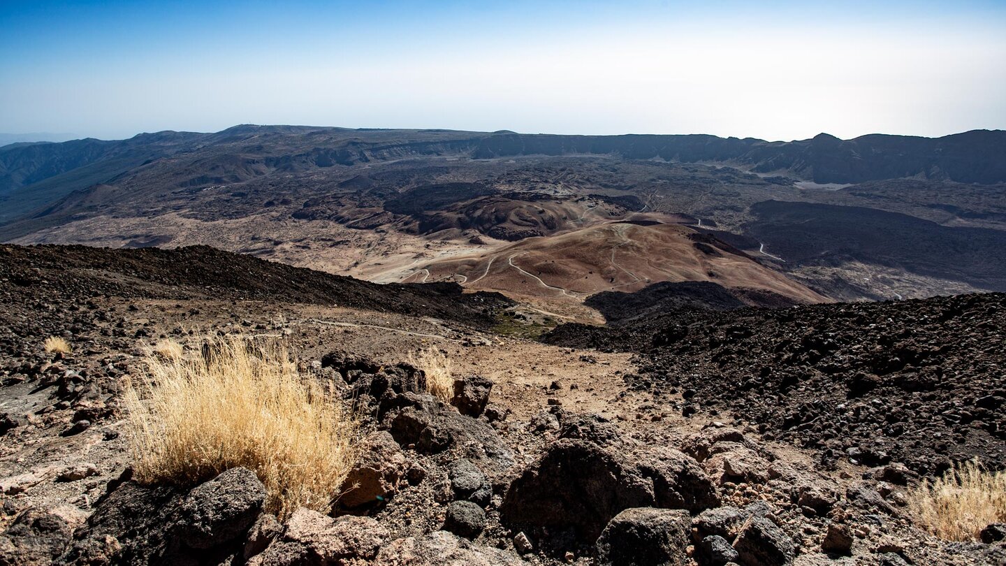 Blick auf den Wegverlauf der Wanderung mit Moñtana Blanca und Moñtana Rajada Wegverlauf der Wanderung mit Moñtana Blanca und Moñtana Rajada