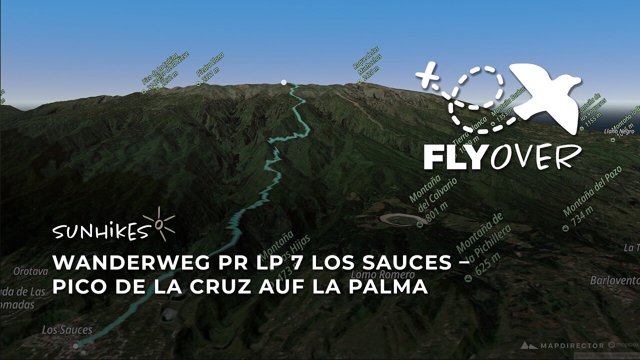 Von Los Sauces hinauf zum Pico de la Cruz (PR-LP 7): Der Mega-Aufstieg im Flyover Video