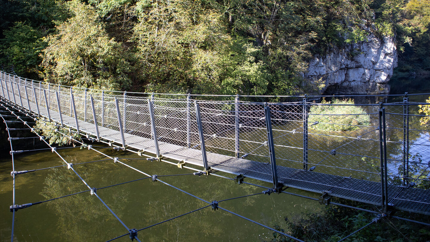 die Hängebrücke spannt sich über die Donau