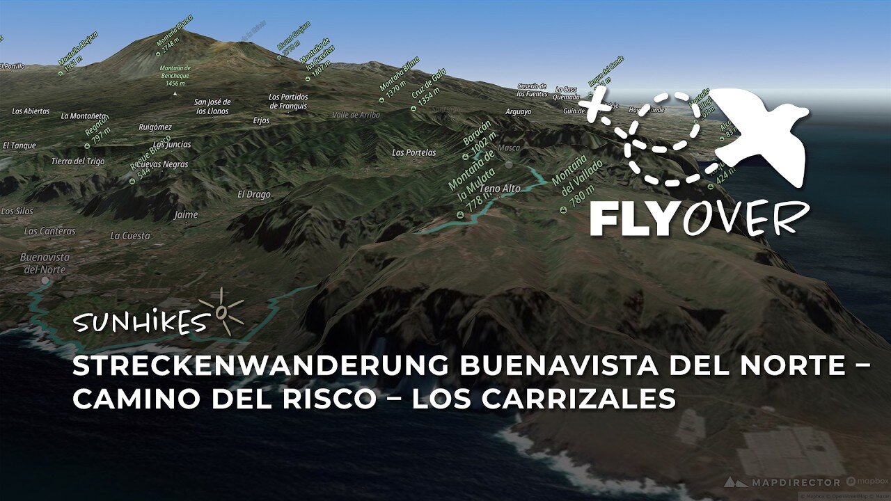 Spektakulärer Riscosteig: Von der Nordküste Teneriffas über die Teno-Gipfel (Flyover Video)