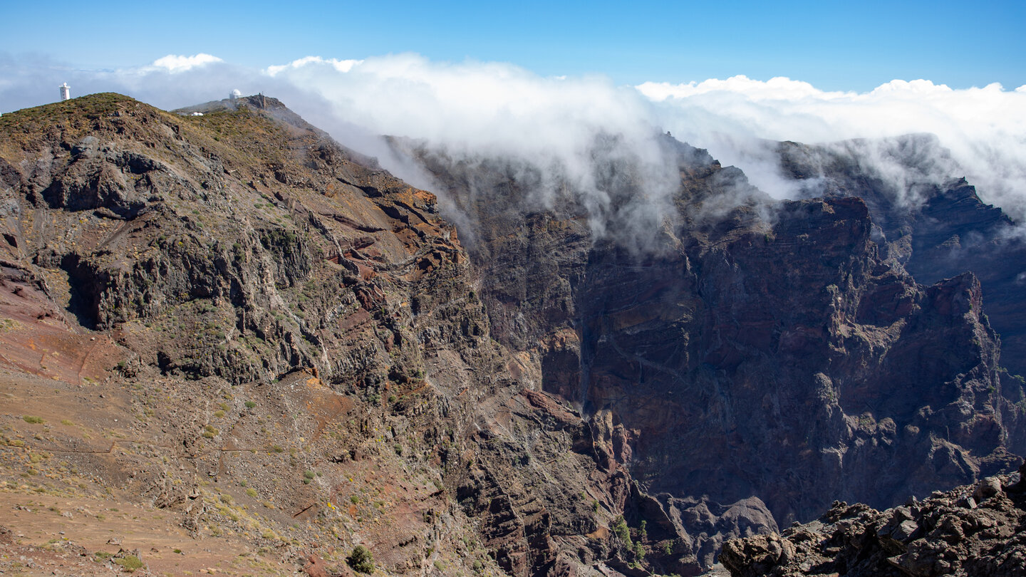 Ausblick vom Roque des los Muchachos Richtung Observatorium