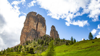 die Cinque Torri bei Cortina in den Belluneser Dolomiten