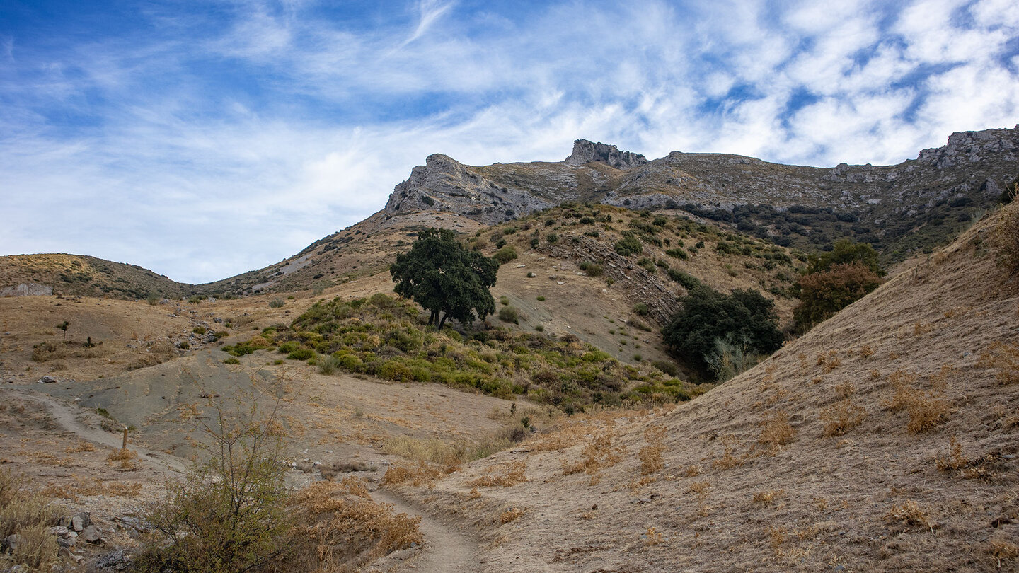 Wanderweg am La Tiñosa mit der Felsformation der Cueva del Morrión
