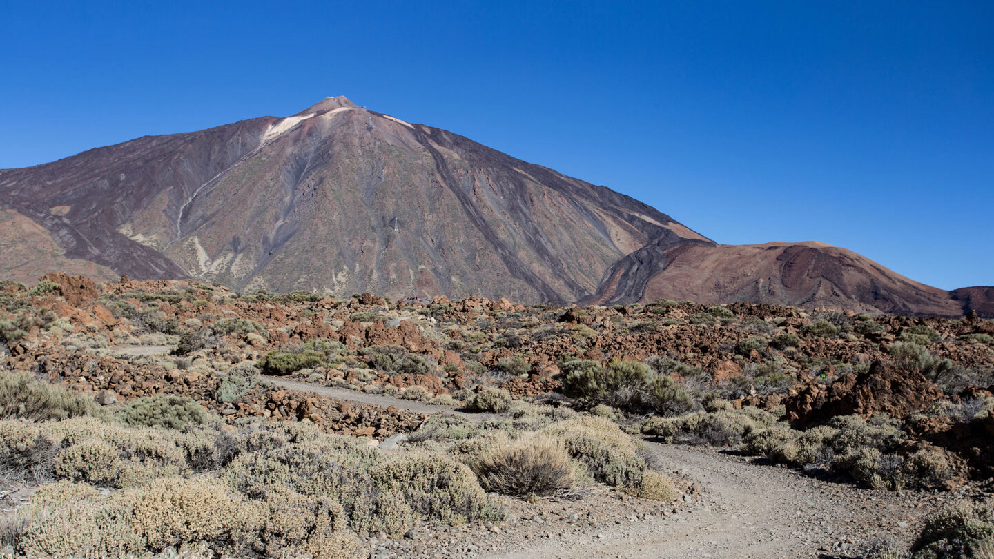 der Ausblick auf Teide, Montaña Blanca und Montaña Rajada