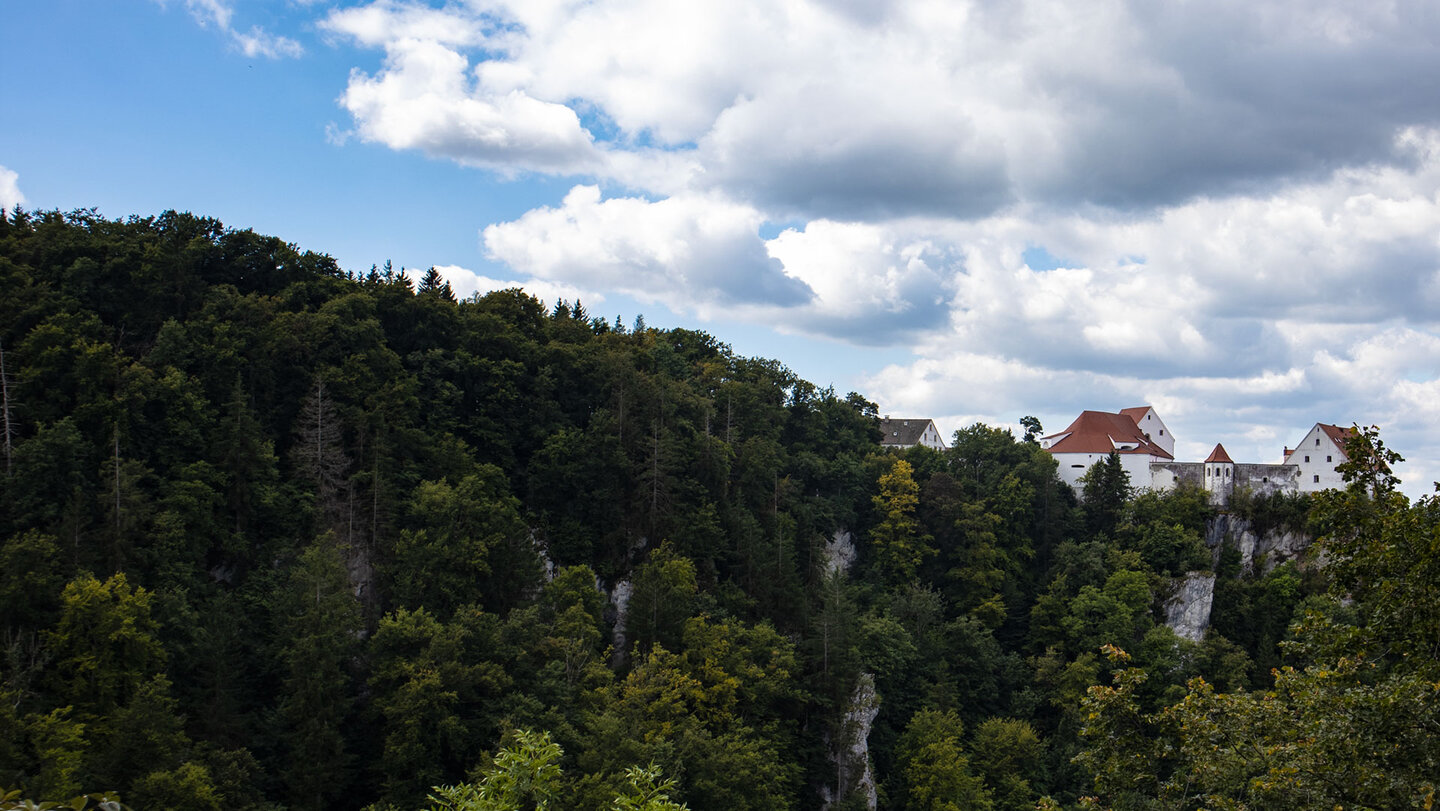 die Spornburg Wildenstein thront auf Felsen über der Donau