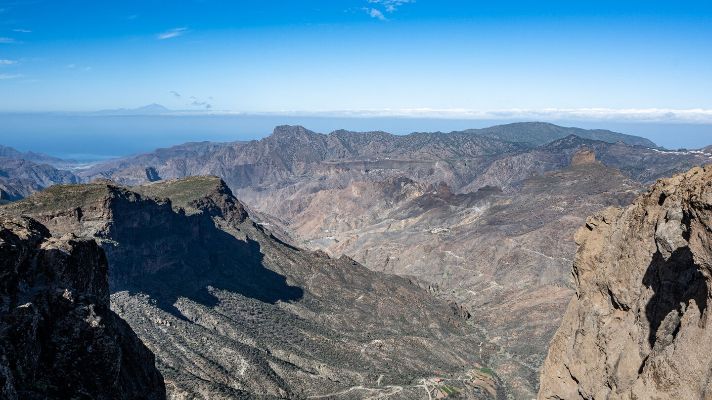 die Schlucht Barranco de Chorrillo mit Montaña de Altavista und Teneriffa