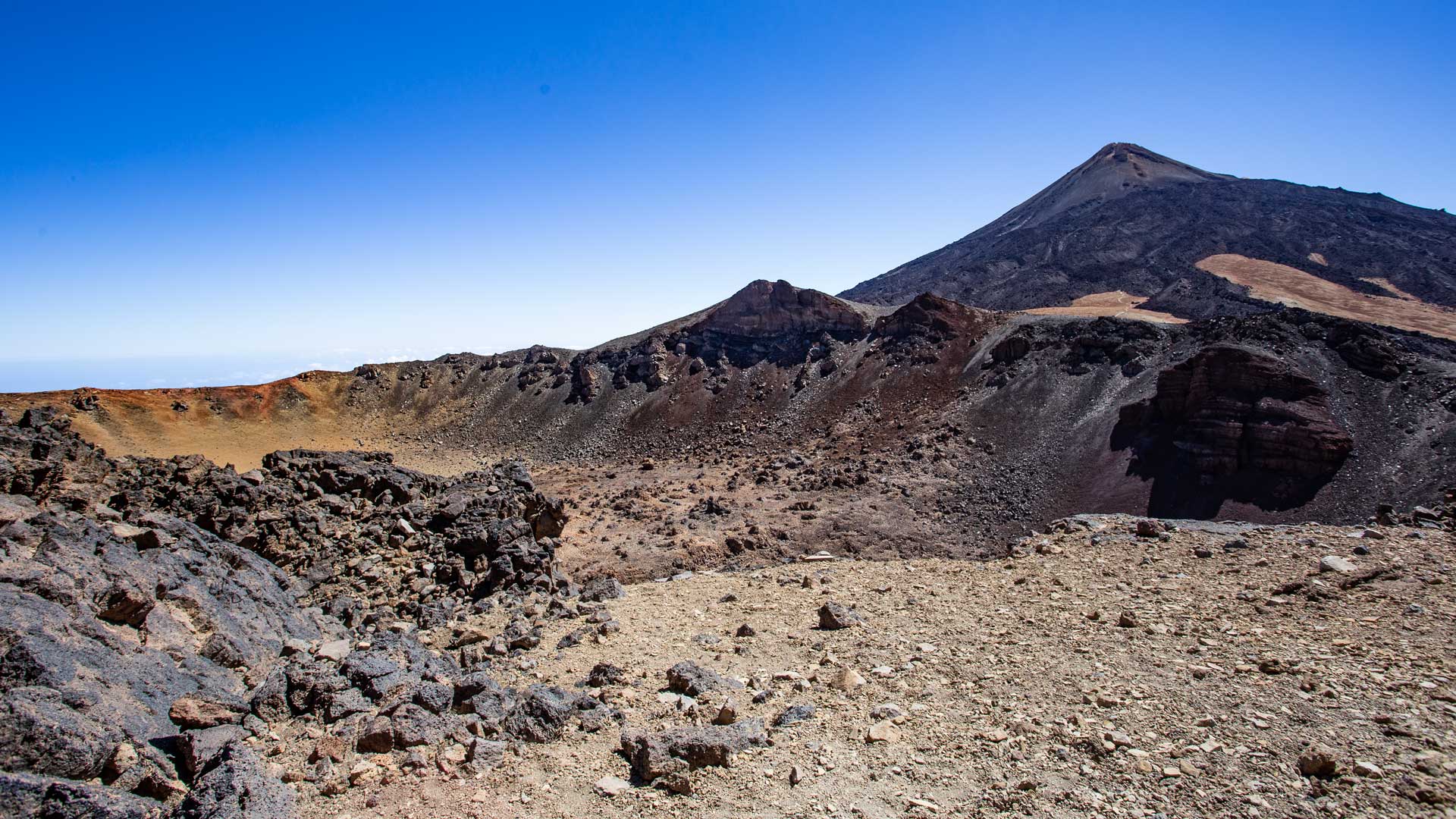 Blick vom Plateau des Südkraters des Pico Viejo zum Teide | © SUNHIKES Blick vom Plateau des Südkraters des Pico Viejo zum Teide | © SUNHIKES
