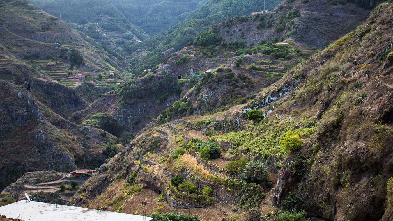 Blick über die Streusiedlung El Batán mit der Schlucht Barranco del Rio | © Sunhikes Blick über die Streusiedlung El Batán mit der Schlucht Barranco del Rio | © Sunhikes
