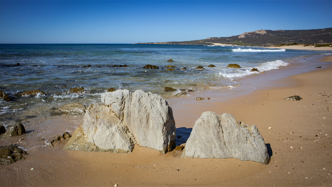 Playa de Bolonia mit der Sierra de la Plata | © Sunhikes