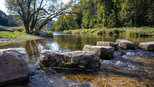 Trittsteine an der Furt der Donau am Jägerhaus | © Sunhikes
